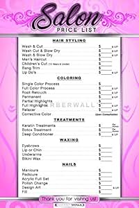 Amazon com Price List For Beauty Salon by Barberwall 