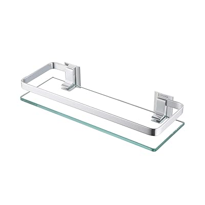 Aluminum Wall-Mounted Bathroom Glass Shelf, Silver