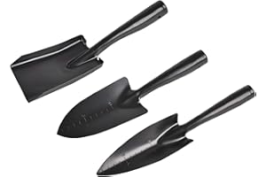 SHINEOFI 3pcs Garden Trowel Set Small Hand Shovels with Black Manganese Steel Blades, Measuring Scale