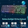UK-Layout-Keyboard-and-Mouse-Set-104-Keys-Rainbow-Backlit-QWERTY-Keyboard-2400-DPI-4-Buttons-Breathing-Mice-MousePad-USB-Wired-Compatible-with-PC-Windows-Mac-PS4-XBox-Black Gaming Keyboard and Mouse Set, 104 Keys UK Layout QWERTY Rainbow Backlit Keyboard, 2400 DPI 4 Buttons Colorful Mice…