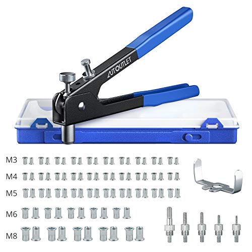 AUTOUTLET Professional Rivet Gun Pop Rivet Gun Kit with 86PCS M3/M4/M5
