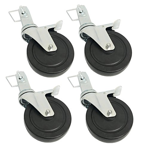 WennoW 4pc 5" Hard Rubber Locking Scaffolding Caster Wheels with 1.5" Square Shank