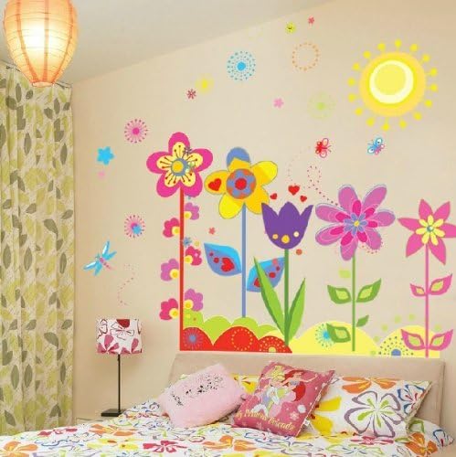 Cukudy Home Decorative Mural Vinyl Wall Sticker Pretty Kids Nursery Wall Art Decal Paper Sun Flowers