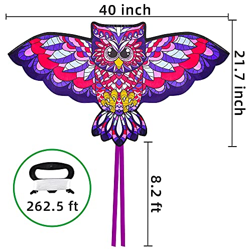 JOYIN 40'' Wide Giant Owl Kite Easy to Fly Huge Kites for Kids and