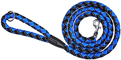 MeowWoof Reflective Two-tone Black and Blue Twist Safety Dog Lead 4ft, 5/8" width