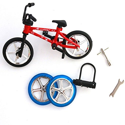 OWIKAR 4.9" Mini Alloy Finger Bikes Functional Finger Mountain Bike BMX Fixed Bicycle Novelty Toys Game for Kids Boys Girls Red Blue Yellow Green Random Color