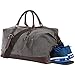 Weekender Bag with Shoe Compartment，Classic Canvas Leather Duffel Bag, Overnight Carry-on Shoulder Duffel Tote Bag for Men and Women-Grey