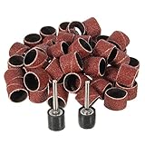 KING DO WAY 1/2'' Dremel Rubber Sanding Drum Bands Set Bits with 2 Rubber Mandrels for Nail Drill Kit Dremel Proxxon Foredom Rotary Tools 80 Grit 52PCS