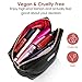 habe Petite Makeup Bag, Vegan Leather Small Cosmetic Bag, Gorgeous Detailing, Unbreakable Zipper, Designer Makeup Bags for Women, Mini Makeup and Pencil Pouch with Hidden Storage Pockets, 7x6x3
