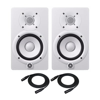 Yamaha HS5 Powered Studio Monitors Pair WHITE w/XLR Cables - Bundle
