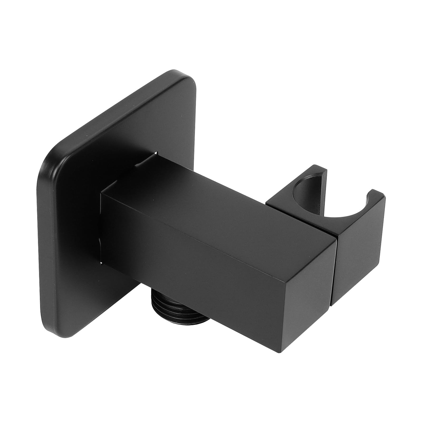 Photo 1 of NearMoon Wall Supply Elbow with Handheld Shower Holder - Solid Brass Square Shower Bracket with Flange G1/2 Hose Connector, Wall Mounted Drop Union Male Water Outlet (Matte Black)