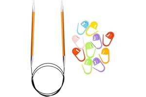 Knitter's Pride Zing Knitting Needles Circular 32 inch Size US 1 (2.25mm) Bundle with 10 Artsiga Crafts Stitch Markers 140122