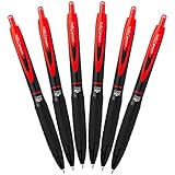 Uni-Ball 307 Retractable Gel Ink Pens, Medium Point 0.7mm, Pack of 6 (Red)