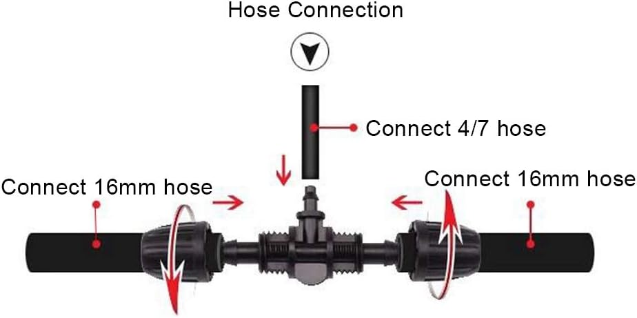 Fdit 10Pcs 16mm to 4/7 Garden Lock Barbed Garden Connector Tee Connector for PE Hose Garden Irrigation, Defult, 8.4 x 4.2 cm - Image 4