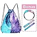 Pawliss Mermaid Reversible Sequin Drawstring Backpack with Slap Bracelet & Headband Set, Magic Glittering Dance Bag, Blue & Purple, 4pcs