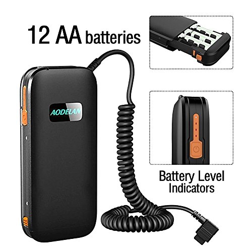AODELAN External Flash Battery Packs Hot Shoe Speedlite Battery Power