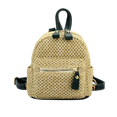 Yumi Women's Fashion Woven Mini Backpack Girls College Travel Bag School Bag (Green)