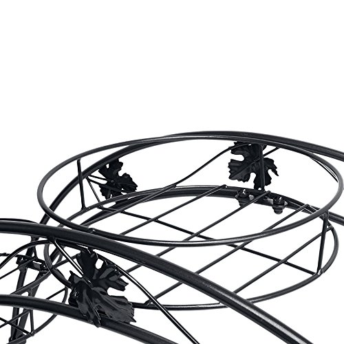 Dazone Arch Metal Potted Plant Stand with 3 Holders Potted Plant Rack Organizer (Black)
