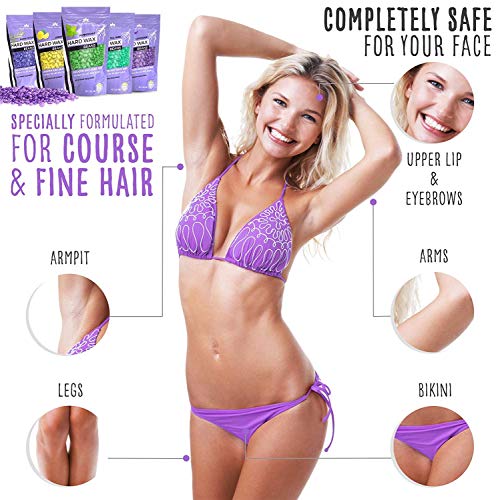 Hard Wax Beans Wax Beads 21oz - Painless Coarse Hair Removal - For Bikini Brazilian Underarms Back and Chest - Hair Removal Waxing Spatulas - Thumbnail 2