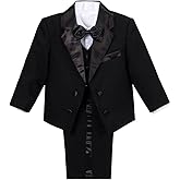 Dressy Daisy Baby Toddler Boys Tuxedo Suit Formal Wear Outfit Set Size 12-24 Months & 2T to 4T, Black Ivory White