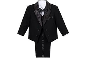 Dressy Daisy Baby Toddler Boys Tuxedo Suit Formal Wear Outfit Set Size 12-24 Months & 2T to 4T, Black Ivory White