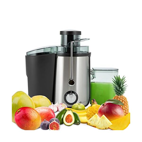 PureMate-600W-NaturoPure-Powerful-Whole-Fruit-and-Vegetable-Juice-Extractor-Centrifugal-Juicer-Machine-with-2-Speed-Settings-BPA-Free-65MM-Wide-Mouth-with-500ml-Juice-Jug-14L-Pulp-Container PureMate Juicer Machines, 600W Whole Fruit and Vegetable Juice Extractor, Centrifugal Juicer Machine, Stainless Steel…