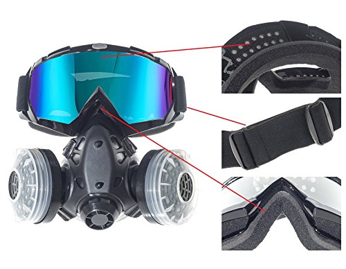 CKLT Dual Cartridge Anti-Dust Industrial Spray Paint Polishing Pesticide Chemical Gas mask Respirator Glasses Set