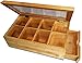 GOFOIT FBA_14135733 Solid 100% Bamboo Tea Box Natural Chest with Clear Hinged Lid, 8 Storage Sections with Expandable Drawer