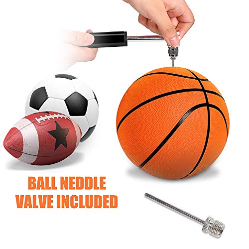 ioutdoor - Mini Pompa Portatile per Bicicletta, 120PSI, Pompa a Mano con Aghi a Sfera, Supporto per Telaio e Tubo di Prolunga per Bici da Corsa, Mountain Bike, Calcio, Basket (Nero)