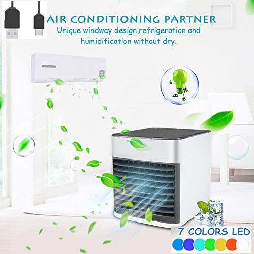 NiLeFo 3 in 1 USB Portable Mini Air Conditioner,Air Conditioner - Mini Air Cooler - Personal Cooling Fan- Humidifier, Purifier (White)