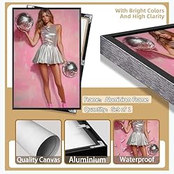 Vintage Funky Disco Ball Hot Girl Canvas Wall Art