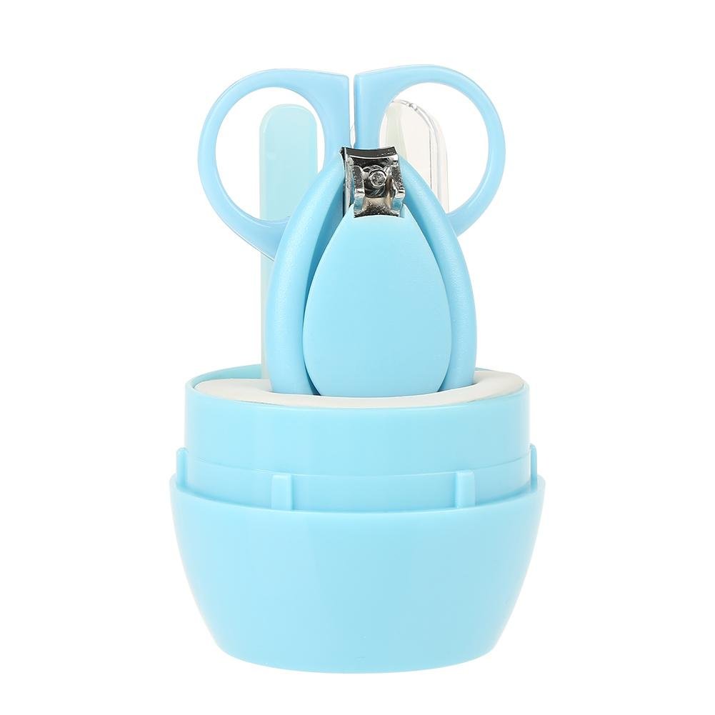 Baby Manicure Kit 4pcs Safe Baby Nail Clipper Set with Nail Scissors Grooming Care Kit for Newborns Toddlers (Blue)