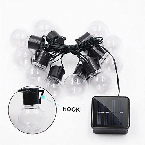 Solar Globe Bulb Lights, Outdoor Waterproof 11.5ft 10 LED Clear Plastic Solar Powered Christmas Bulbs Lights, 2 Modes Village Holiday Decoration Lights for Garden Patio Homes Wedding Party(Warm White)
