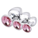 Yarachel 3PCS Stainless Steel Jeweled Sexy Stimulation Toys for Adult (Pink)
