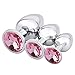 Yarachel 3PCS Stainless Steel Jeweled Sexy Stimulation Toys for Adult (Pink)