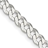 JewelryWeb 925 Sterling Silver Solid Polished 4.5mm Beveled Curb Chain Necklace 20 Inch Lobster Claw Chain Necklace for Women and Men