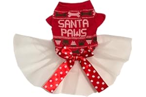 Petitebella Christmas Theme Puppy Dog Dress (Red Santa, Medium)