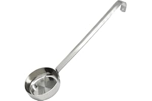 Bivethoi 1Pcs 3 oz 10.55" Stainless Steel Pizza Sauce Spoon, Kitchen Ladles Flat Pizza Sauce Ladle, Long Handle Measuring Sco