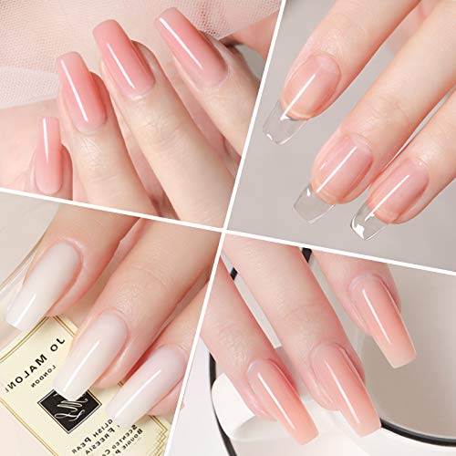 Yayoge Poly Gel Nail Kit - Glitter Poly Extension Nail Gel Kit with Slip Solution Base Top Coat Nail Builder Gel Kit for Nail Manicure Professional All-in-One French Kit