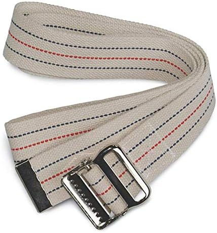 Sammons Preston Gait Belt with Metal Buckle, 2" Wide, 72" Long Heavy Duty  Gait Transfer Belt, Essential Walking and Transport Assistant for Elderly,  Disabled, & Medical Patients, Neutral Stripe Health & Household