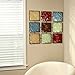 Hosley 24.75 Inch Square Multi Colored Metal Wall Decor Plaque. Abstract. Ideal Gift for Home Weddings Party Home Office P9