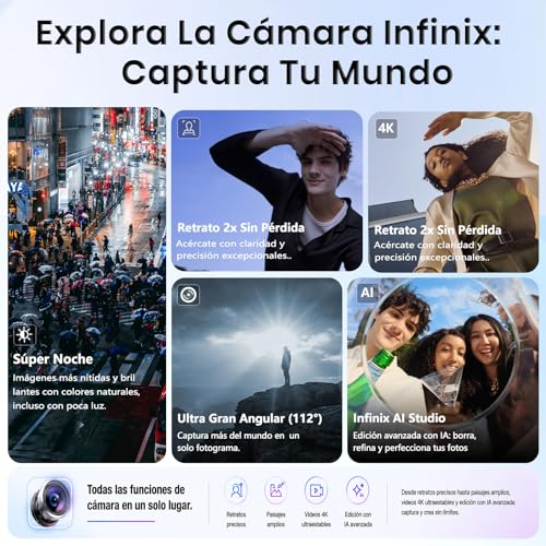 Infinix Celular Note 60 RAM 16GB: 8GB+8GB Extendible ROM 256GB, 6.78'' AMOLED 1.5K 144Hz, 6150mAh Inalámbrica 30W Carga Rápida 45W Smartphone 5G AI Dual SIM Cámara 50MP+13MP Live Photo Midnight Black