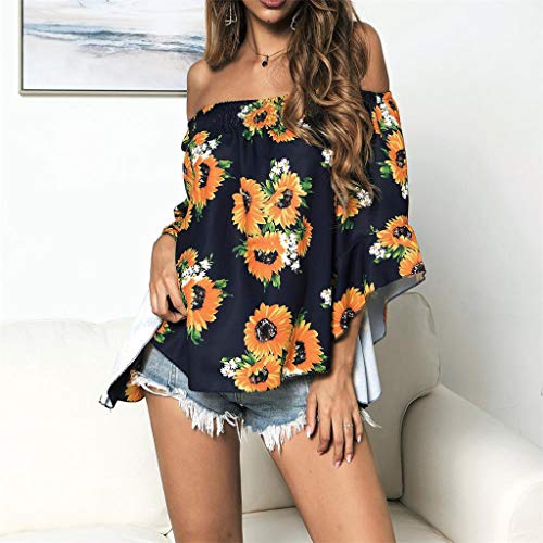 1 Sanyyanlsy+Off+Shoulder+Sunflower+Printed+Bandwidth