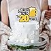 Cheers & Beers to 20 Years Gold Glitter Cake Topper Happy Birthday Wedding Anniversary 20th Party Decoration - 7'' x 8'' Twenty Bday Topper.