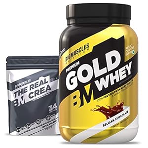 Bigmuscles Nutrition Premium Gold Whey 1Kg | Isolate Whey Protein Blend [Belgian Chocolate] | USA FDA REGD. BRAND | 25g…