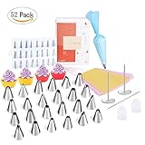 Cake Decorating Supplies Kit - IEFWELL Icing Piping Bags Tips Pastry Bags Silicone Muffin Cups, 52 Pack Baking Supplies