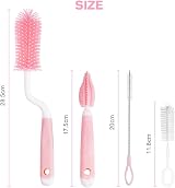 Vicloon 3PCS Baby Bottle Brush Silicone Bottle Cleaner Pink view 2