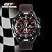 Fanmis GT Racing Sport Watches Military Pilot Aviator Army Style Black Silicone Red Number Men's Watch