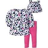 Gerber Girls' Three-Piece Micro-Fleece Top, Small Dots, 18 Months