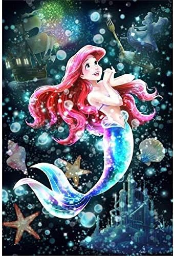 JXSM 5D Diy Cartoon Little Mermaid Ariel Square/Round Diamond Painting Painting, Diamond Painting Kit, Mosaic Diamonds Kit(23.6x35.4inch)
